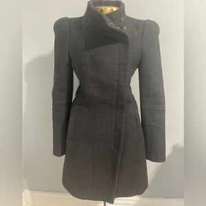 Sandra Angelozzi Fitted Wool Form Jacket Asymmetrical Zip